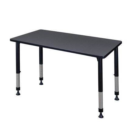 Kee Rectangle Tables > Height Adjustable > Rectangular Classroom Tables, 48 W, 30 L, 23-34 H, Gray MT4830GYAPBK